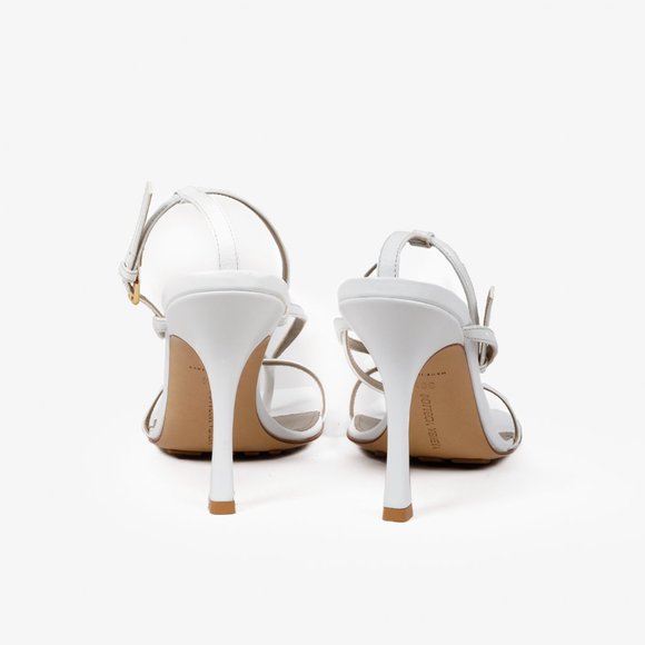 Bottega Veneta White Leather Stretch Strap Sandals - Picture 4 of 9